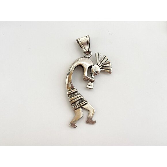 Sterling Silver Kokopelli Fertility Deity Carved Native American Vintage Pendant - Picture 9 of 10